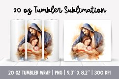 Watercolor Christmas Tumbler Sublimation Design Jesus Birth Product Image 1