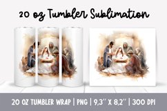 Watercolor Christmas Tumbler Sublimation Design Jesus Birth Product Image 1