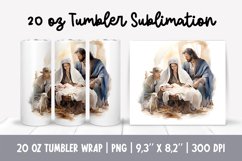 Watercolor Christmas Tumbler Sublimation Design Jesus Birth Product Image 1