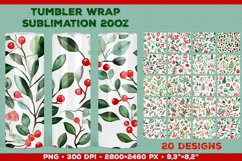 Watercolor Christmas Tumbler Wrap Sublimation Designs Bundle Product Image 1
