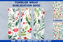 Festive Watercolor Christmas Tumbler Wrap Sublimation Design Product Image 1