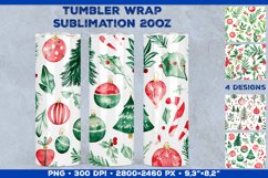 Festive Watercolor Christmas Tumbler Wrap Sublimation Design Product Image 1