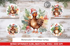 Wind Spinner Watercolor Christmas turkey Product Image 1