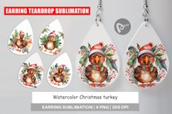 Earring Teardrop Watercolor Christmas turkey Product Image 1