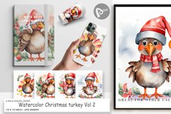 Digital Paper Watercolor Christmas turkey Product Image 1
