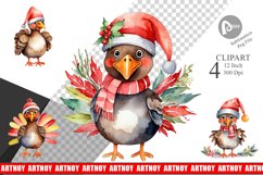 Clipart Watercolor Christmas Turkey Product Image 1