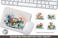 Mouse Pad Watercolor Christmas Turtle Product Image 1
