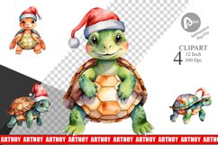 Clipart Watercolor Christmas Turtle Product Image 1