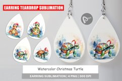 Earring Teardrop Watercolor Christmas Turtle Product Image 1