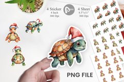 Sticker Watercolor Christmas Turtle Product Image 1