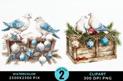 Watercolor Christmas Turtle Dove Graphic Clipart Product Image 1