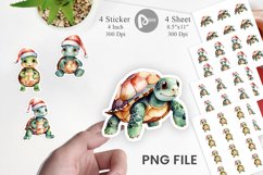 Sticker Watercolor Christmas Turtle Product Image 1