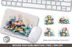 Mouse Pad Watercolor Christmas Turtle Product Image 1