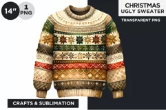 Watercolor Christmas Ugly Sweater Clipart PNG Product Image 1