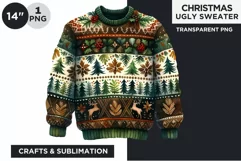 Watercolor Christmas Ugly Sweater Clipart PNG Product Image 1