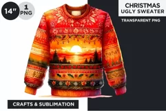 Watercolor Christmas Ugly Sweater Clipart PNG Product Image 1