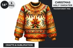 Watercolor Christmas Ugly Sweater Clipart PNG Product Image 1