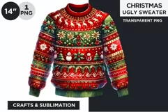Watercolor Red Christmas Ugly Sweater Clipart PNG Product Image 1