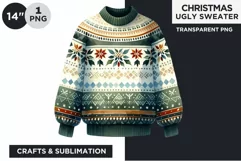 Watercolor Christmas Ugly Sweater Clipart PNG Product Image 1