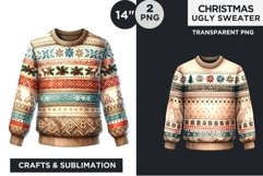 Watercolor Christmas Ugly Sweater Clipart PNG Product Image 1