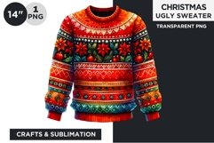 Watercolor Christmas Ugly Sweater Clipart PNG Product Image 1