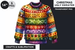 Watercolor Christmas Ugly Sweater Clipart PNG Product Image 1
