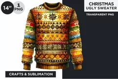 Watercolor Christmas Ugly Sweater Clipart PNG Product Image 1