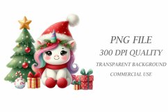 Watercolor Christmas Unicorn Clipart Product Image 3
