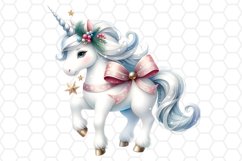 Watercolor Christmas Unicorn Sublimation Clipart
