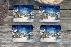 Christmas Village-4" Coaster Sublimation -PNG Design Product Image 1