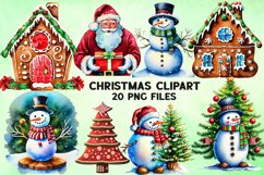 Watercolor Christmas Vintage Clipart Product Image 1