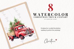 Watercolor Christmas Truck Clipart Product Image 2
