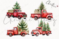 Watercolor Christmas Truck Clipart Product Image 5