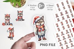 Sticker Watercolor Christmas Wolf Product Image 1