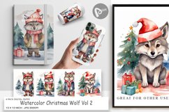 Digital Paper Watercolor Christmas Wolf Product Image 1