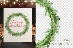 Watercolor Christmas Wreath PNG Product Image 2