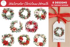 Watercolor Christmas Wreath Clipart PNG Product Image 1