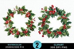 Watercolor Christmas Wreath Artwork Clipart Product Image 1
