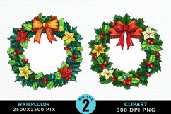 Watercolor Christmas Wreath Exquisite Clipart Product Image 1