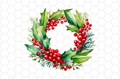 Watercolor Christmas Wreath Clipart
