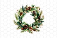 Watercolor Christmas Wreath Clipart 