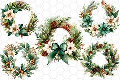 Watercolor Christmas Wreath Clipart 