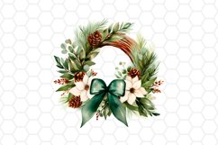 Watercolor Christmas Wreath Clipart 