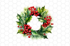 Watercolor Christmas Wreath Clipart