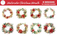 Watercolor Christmas Wreath Clipart Bundle Product Image 2