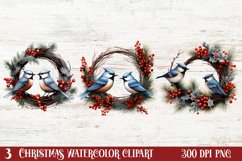 Watercolor Christmas Wreath Clipart, Christmas Wreath Product Image 1