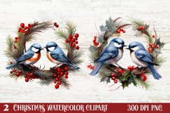 Watercolor Christmas Wreath Clipart, Christmas Wreath Product Image 1
