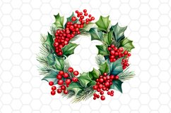 Watercolor Christmas Wreath Clipart