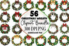 Watercolor Christmas Wreath Clipart Bundle Product Image 1