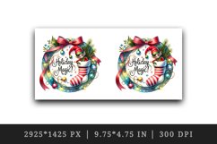 Watercolor Christmas wreath pine branches baubles sock elf quote print 20 oz tumbler skinny mug wrap clipart t-shirt sublimation printable design